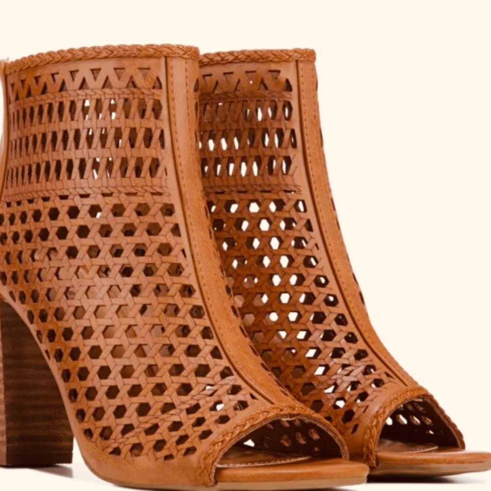 Tan Peep Toe Bootie